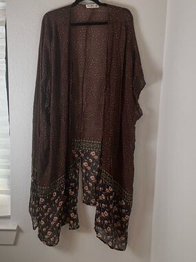 NATURAL LIFE Mauve  flowy lightweight Floral Print Kimono boho hippie onesize